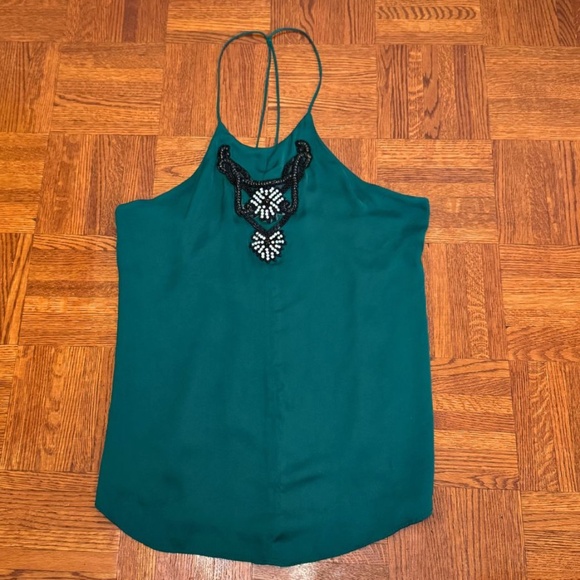 Forest Green Zara Embellished Tank Top Small - Picture 1 of 3